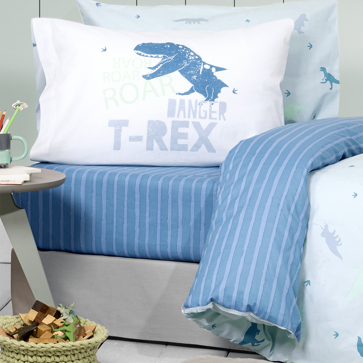 Παπλωματοθήκη Μονή (Σετ 160X240) 2 Όψεων Nima Kids Roar Home Παιδικά Λευκά Είδη Παπλωματοθήκες Παιδικές Spitishop