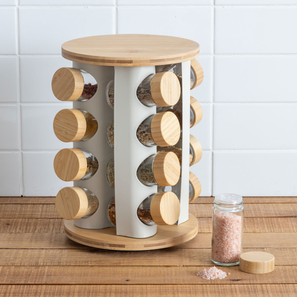 Βαζάκια Μπαχαρικών (Σετ 16τμχ) Σε Περιστρεφόμενο Σταντ F-V Sensia 209250 Beige