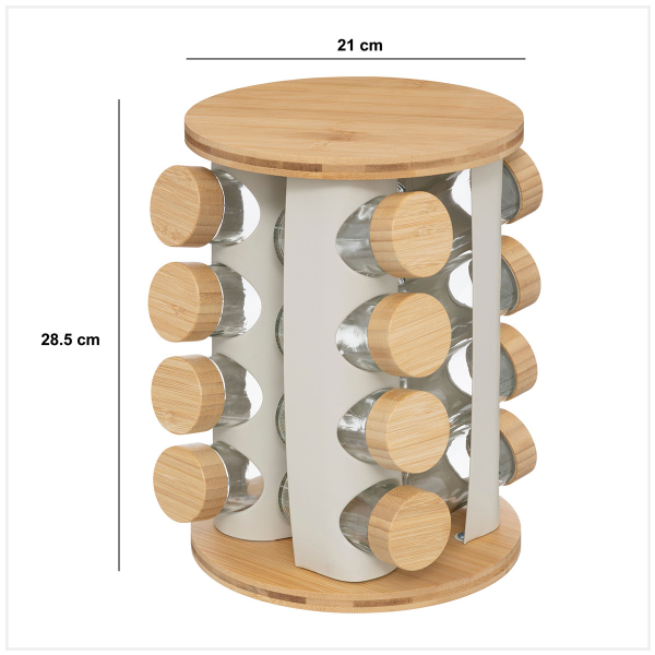 Βαζάκια Μπαχαρικών (Σετ 16τμχ) Σε Περιστρεφόμενο Σταντ F-V Sensia 209250 Beige