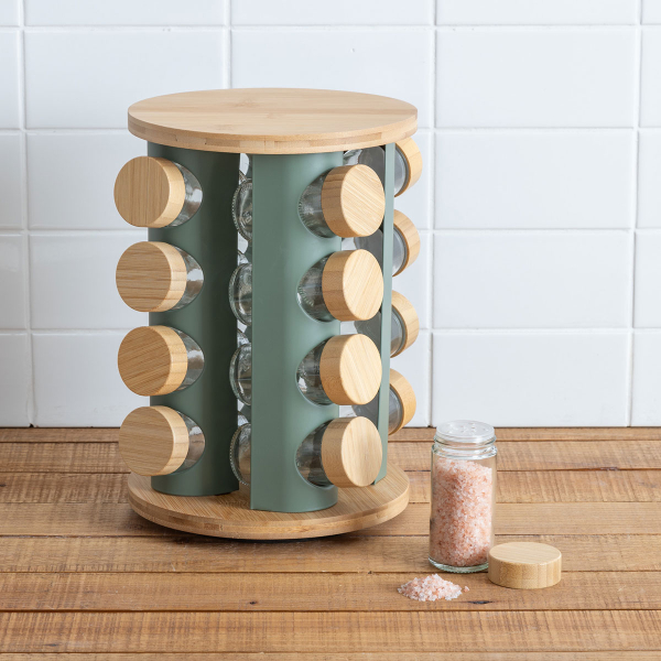 Βαζάκια Μπαχαρικών (Σετ 16τμχ) Σε Περιστρεφόμενο Σταντ F-V Sensia 209250 Green