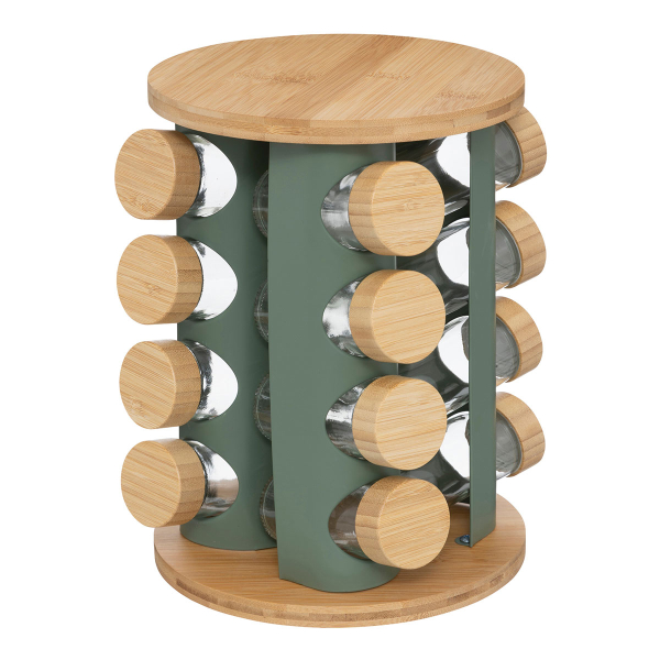 Βαζάκια Μπαχαρικών (Σετ 16τμχ) Σε Περιστρεφόμενο Σταντ F-V Sensia 209250 Green