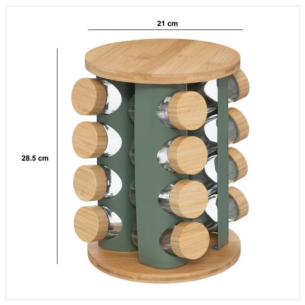Βαζάκια Μπαχαρικών (Σετ 16τμχ) Σε Περιστρεφόμενο Σταντ F-V Sensia 209250 Green