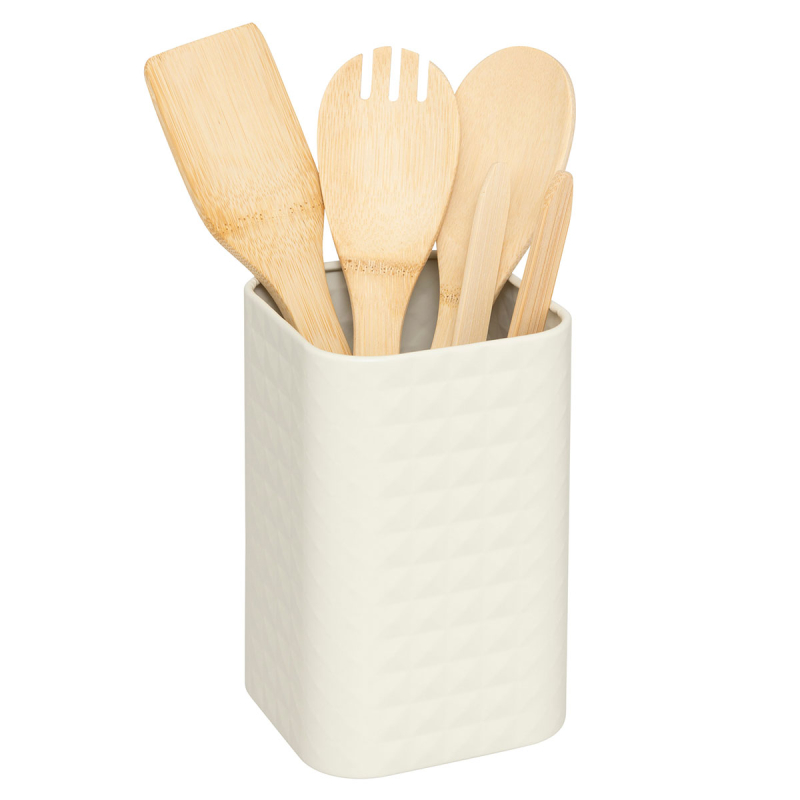 Κουτάλες Μαγειρικής + Βάση (Σετ 5τμχ) F-V Sensia 190133 Beige