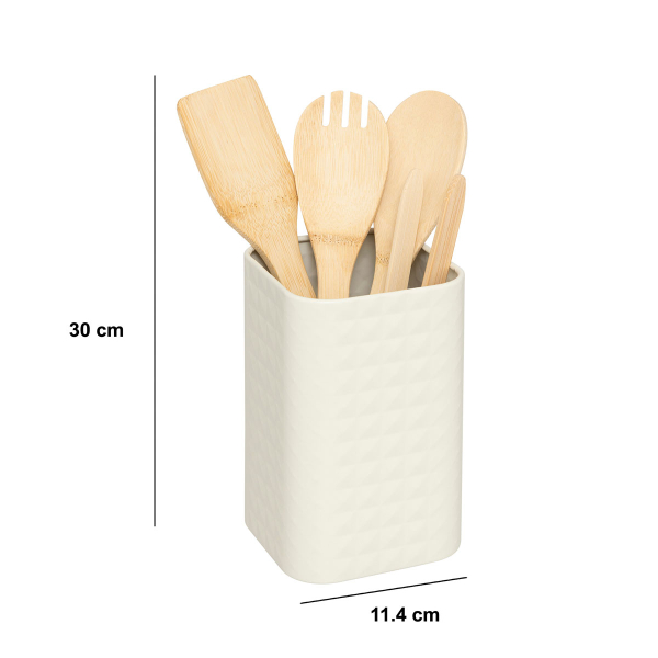 Κουτάλες Μαγειρικής + Βάση (Σετ 5τμχ) F-V Sensia 190133 Beige