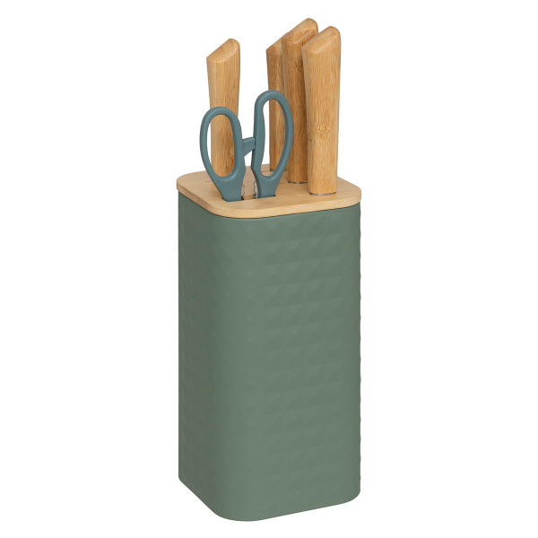 Μαχαίρια Κουζίνας & Ψαλίδι Σε Σταντ (Σετ 6τμχ) F-V Sensia 190134 Green