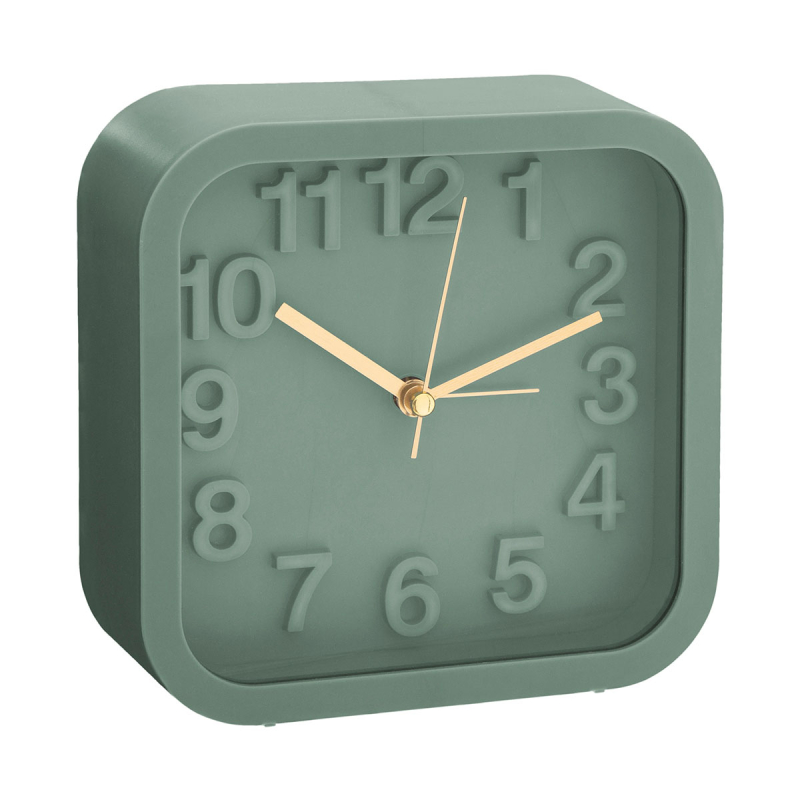 Ρολόι Επιτραπέζιο (13.1x13.1) Αθόρυβο - Ξυπνητήρι A-S Alvin 166916 Square Green