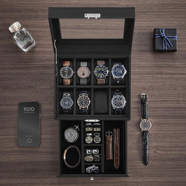 Θήκη Για 8 Ρολόγια & Κοσμήματα (22x18.5x13.5) Songmics JWB080B01