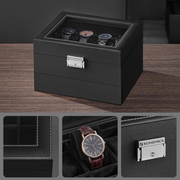 Θήκη Για 8 Ρολόγια & Κοσμήματα (22x18.5x13.5) Songmics JWB080B01