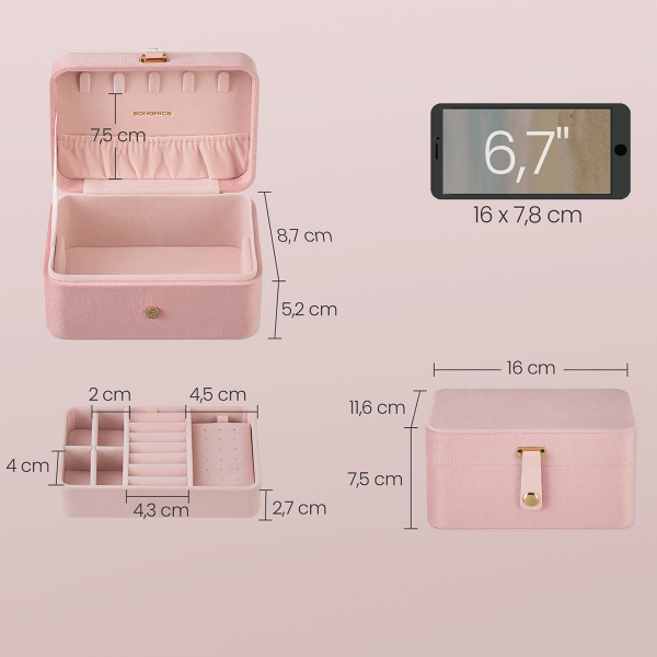 Μπιζουτιέρα Ταξιδίου (16x11.6x7.5) Songmics JBC166R02