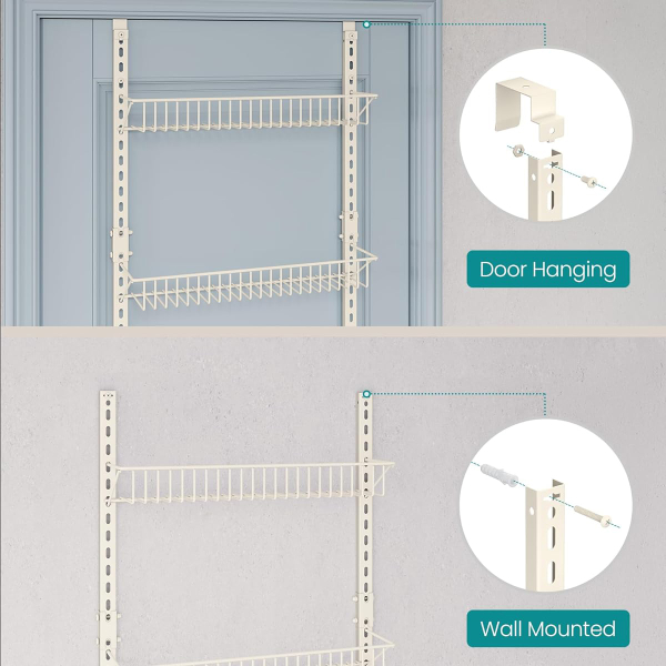 Ραφιέρα Οργάνωσης Πόρτας/Τοίχου 8 Θέσεων (42.9x12.6x210.3) Songmics KCS047W01