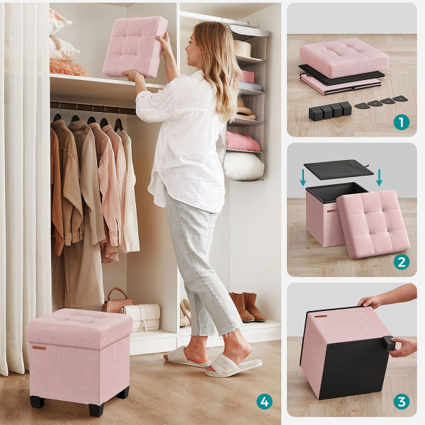 Σκαμπό Με Αποθηκευτικό Χώρο (38x38x40) Songmics LSF014P01