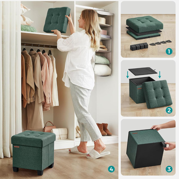 Σκαμπό Με Αποθηκευτικό Χώρο (38x38x40) Songmics LSF014C01