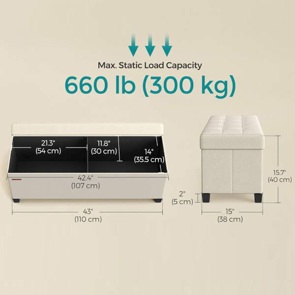 Ταμπουρέ Με Αποθηκευτικό Χώρο (110x38x40) Songmics LSF018W01