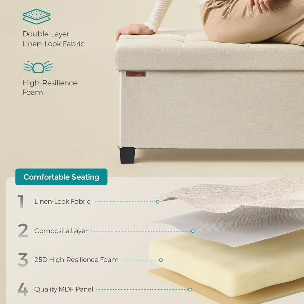 Ταμπουρέ Με Αποθηκευτικό Χώρο (110x38x40) Songmics LSF018W01