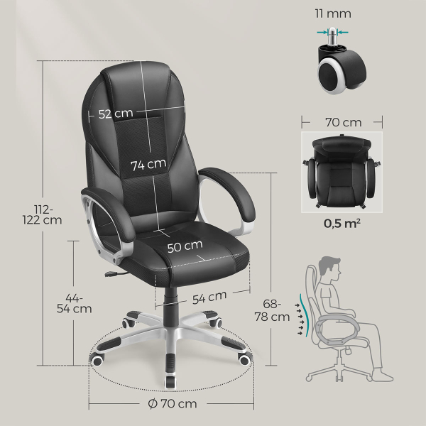 Καρέκλα Γραφείου (70x70x122) Songmics OBG22B