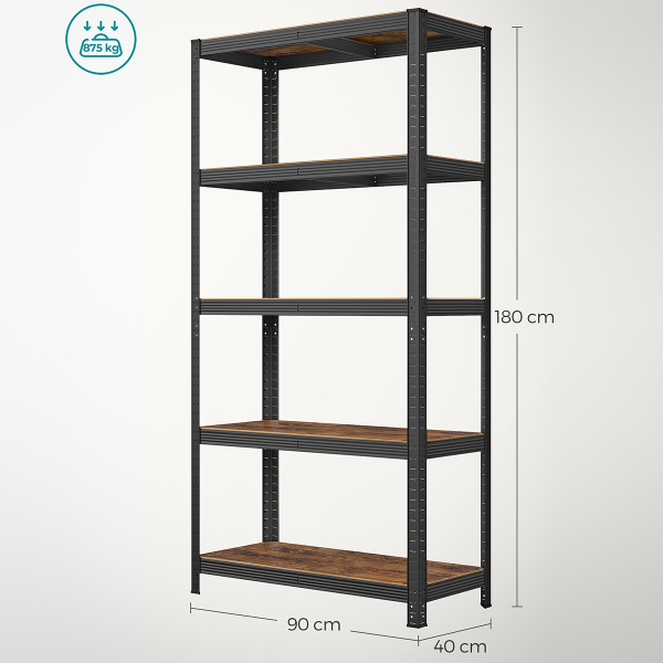 Μεταλλική Ραφιέρα Δαπέδου 5 Θέσεων (90x40x180) Songmics GLR040B11