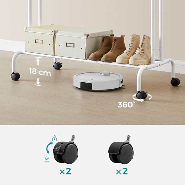 Κρεμάστρα Δαπέδου Διπλή 155εκ. Τροχήλατη Songmics HSR107W01V2