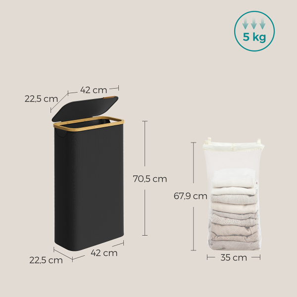 Καλάθι Απλύτων (42x22.5x70.5) Songmics LCB506B01V1