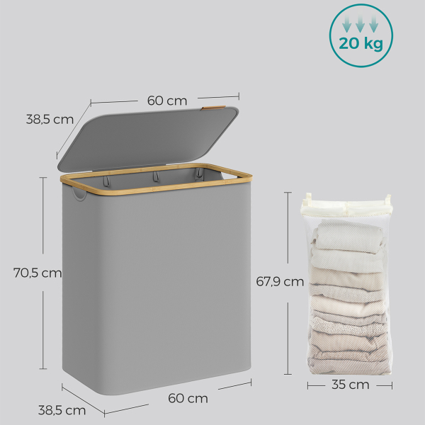 Καλάθι Απλύτων 3 Θέσεων (60x38.5x70.5) Songmics LCB515G01V1