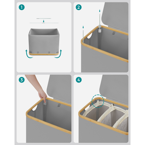 Καλάθι Απλύτων 3 Θέσεων (60x38.5x70.5) Songmics LCB515G01V1