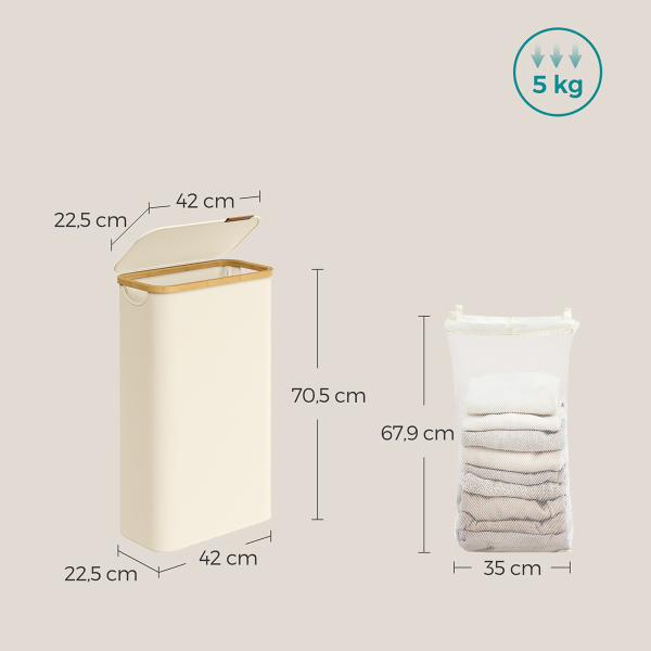 Καλάθι Απλύτων (42x22.5x70.5) Songmics LCB506W01V1