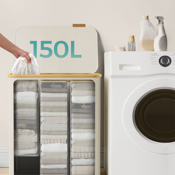 Καλάθι Απλύτων 3 Θέσεων (60x38.5x70.5) Songmics LCB515W01V1