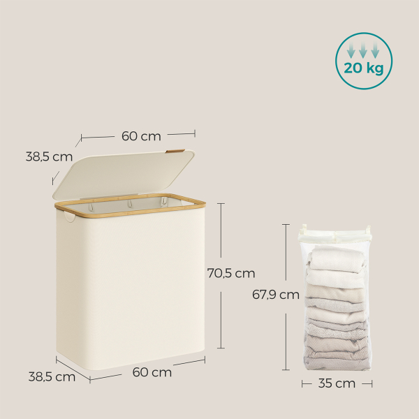 Καλάθι Απλύτων 3 Θέσεων (60x38.5x70.5) Songmics LCB515W01V1