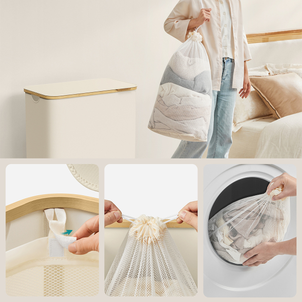 Καλάθι Απλύτων 3 Θέσεων (60x38.5x70.5) Songmics LCB515W01V1