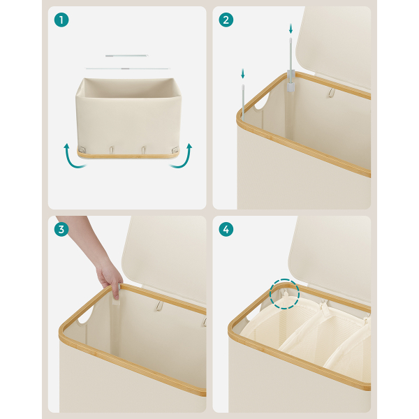 Καλάθι Απλύτων 3 Θέσεων (60x38.5x70.5) Songmics LCB515W01V1