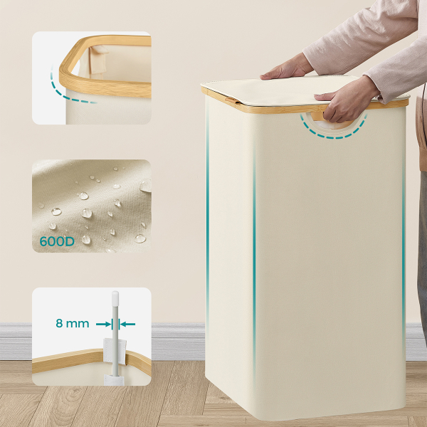 Καλάθι Απλύτων 3 Θέσεων (60x38.5x70.5) Songmics LCB515W01V1