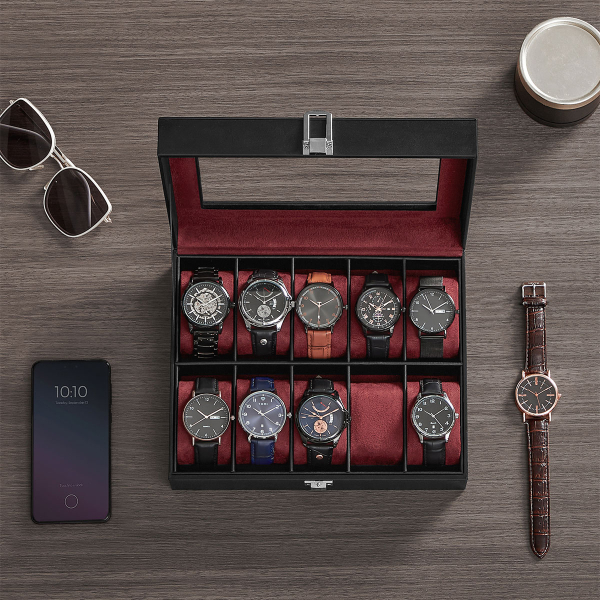 Θήκη Για 10 Ρολόγια (25.5x20.2x7.8) Songmics JWB010R01