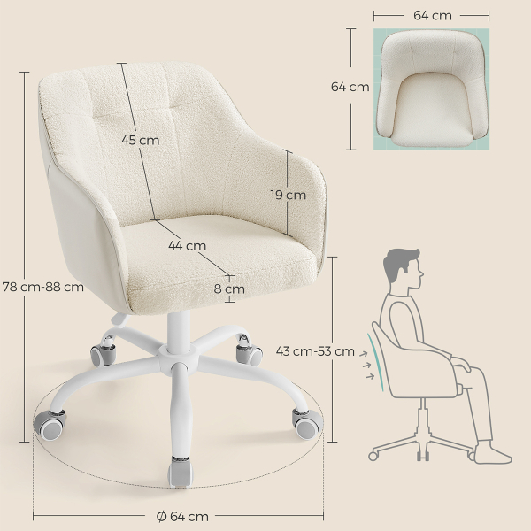 Καρέκλα Γραφείου (64x64x88) Songmics OBG019W01