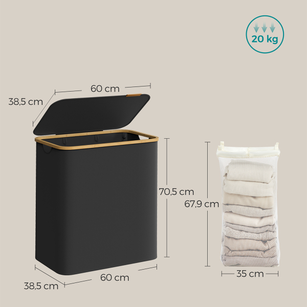 Καλάθι Απλύτων 3 Θέσεων (60x38.5x70.5) Songmics LCB515B01V1