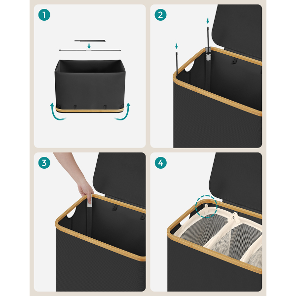 Καλάθι Απλύτων 3 Θέσεων (60x38.5x70.5) Songmics LCB515B01V1