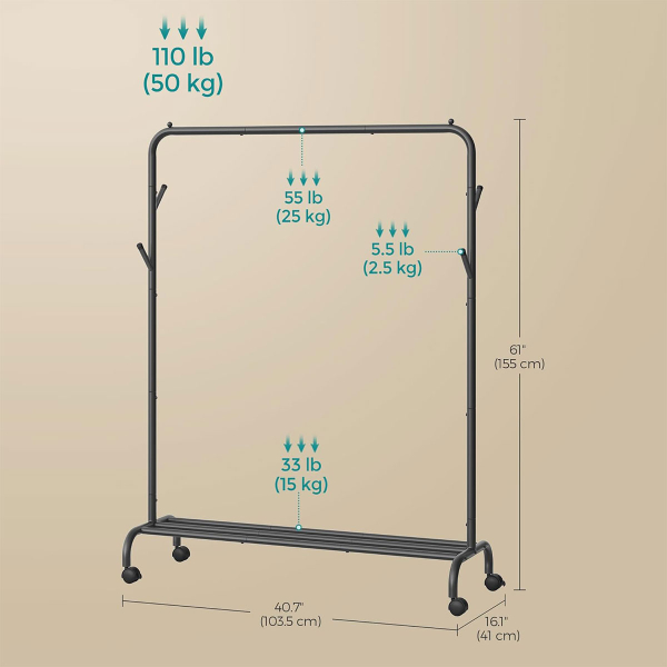 Κρεμάστρα Δαπέδου 155εκ. Τροχήλατη Songmics HSR131B01