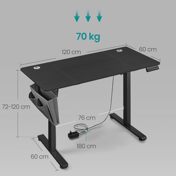 Ηλεκτρικό Γραφείο (120x60x72/120) Με Ρυθμιζόμενο Ύψος Songmics LSD132BZ02