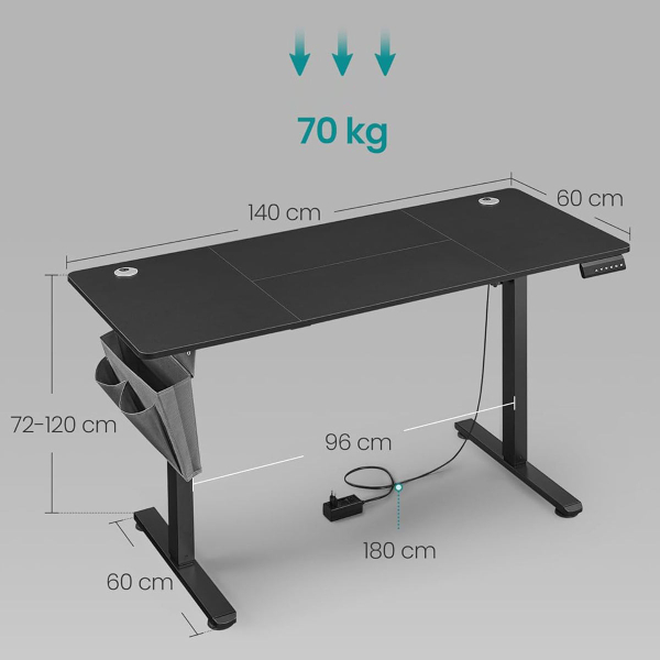 Ηλεκτρικό Γραφείο (140x60x72/120) Με Ρυθμιζόμενο Ύψος Songmics LSD134BZ01