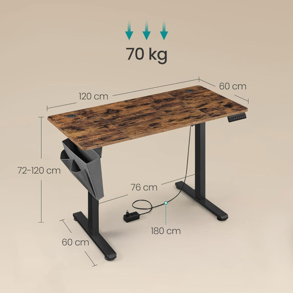 Ηλεκτρικό Γραφείο (120x60x72/120) Με Ρυθμιζόμενο Ύψος Songmics LSD132KD02