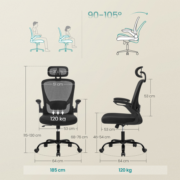 Καρέκλα Γραφείου (64x64x130) Songmics OBN047B01