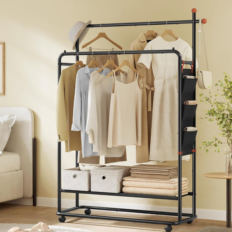 Κρεμάστρα Δαπέδου Διπλή 189.6εκ. Τροχήλατη Songmics HSR171B01