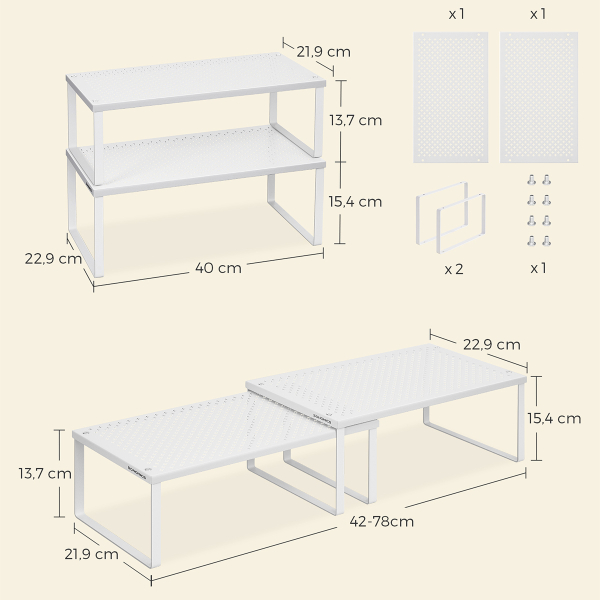 Ράφια Οργάνωσης (Σετ 2τμχ) Songmics KCS401W01