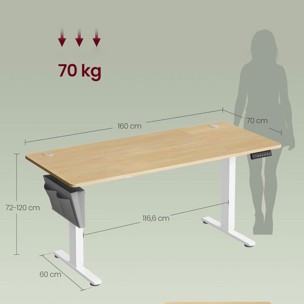 Ηλεκτρικό Γραφείο (160x70x72/120) Με Ρυθμιζόμενο Ύψος Songmics LSD136YA01
