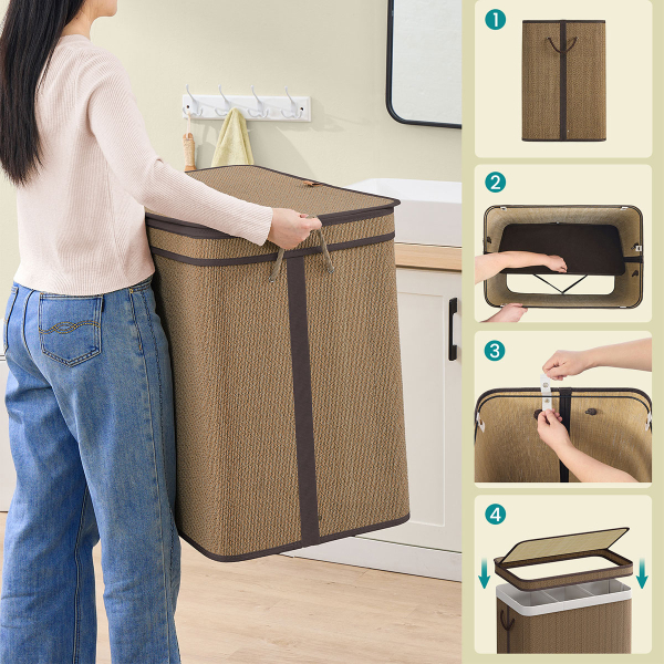 Καλάθι Απλύτων 3 Θέσεων (67x44x61) Songmics LCB069K01