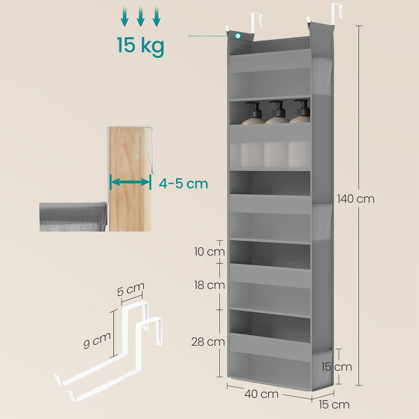 Κρεμαστή Θήκη Οργάνωσης Πόρτας 5 Θέσεων (40x15x140) Songmics RDH007G01