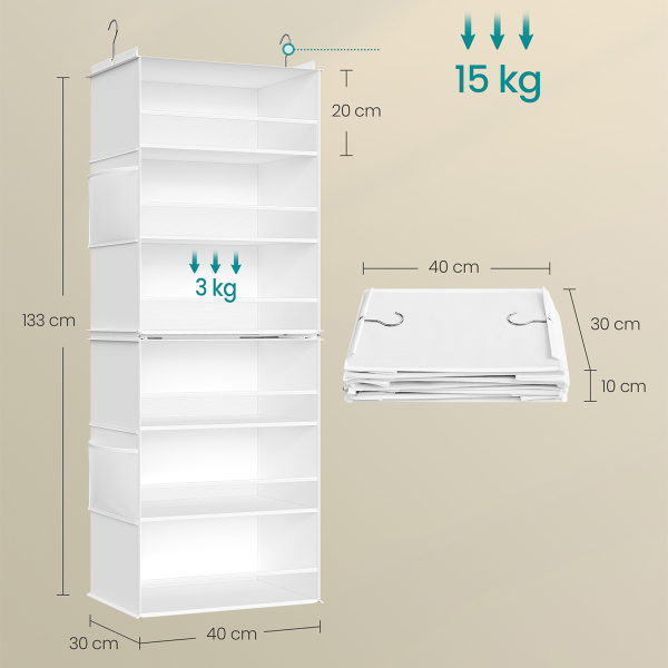 Κρεμαστή Θήκη Αποθήκευσης Ρούχων 6 Θέσεων (40x30x133) Songmics RCH007W01