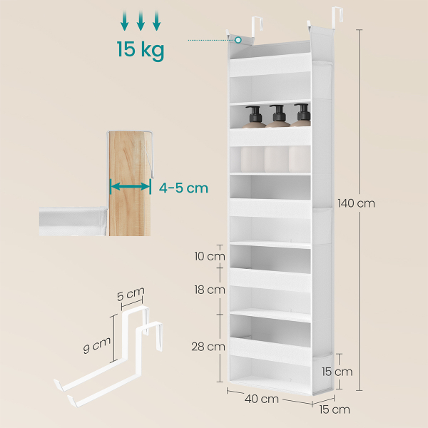 Κρεμαστή Θήκη Οργάνωσης Πόρτας 5 Θέσεων (40x15x140) Songmics RDH007W01