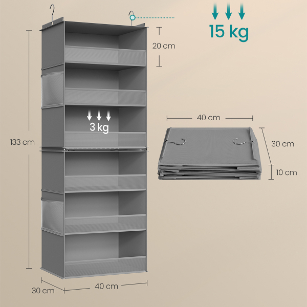 Κρεμαστή Θήκη Αποθήκευσης Ρούχων 6 Θέσεων (40x30x133) Songmics RCH007G01