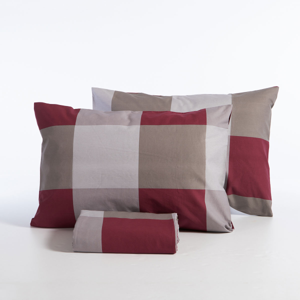 Παπλωματοθήκη Μονή (Σετ 170x240) 2 Όψεων Nef-Nef Homeware Casual Check Bordo