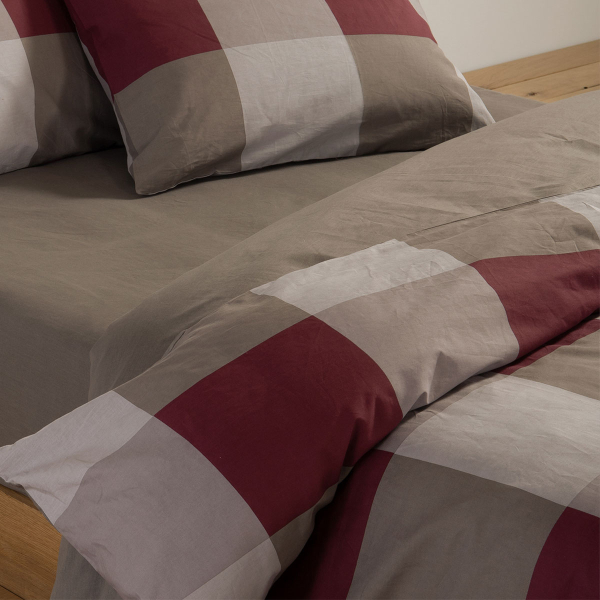 Παπλωματοθήκη Μονή (Σετ 170x240) 2 Όψεων Nef-Nef Homeware Casual Check Bordo