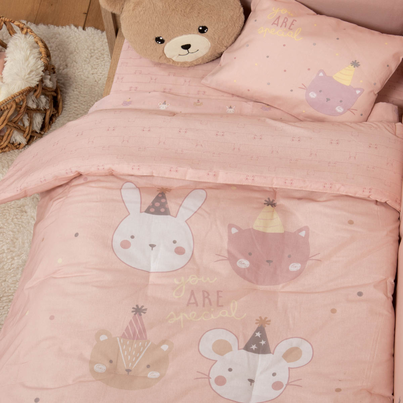 Πάπλωμα Κούνιας (110x140) 2 Όψεων Nef-Nef Homeware Baby Special Party Pink